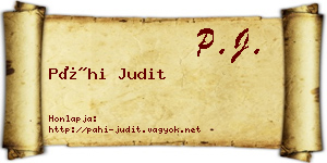 Páhi Judit névjegykártya