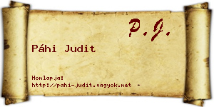 Páhi Judit névjegykártya